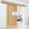 Single Sliding Door & Wall Track - Clementine Flush Oak Door - Walnut Inlays - Prefinished