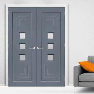 Image: Prefinished Altino Door Pair - Clear Glass - Choose Your Colour