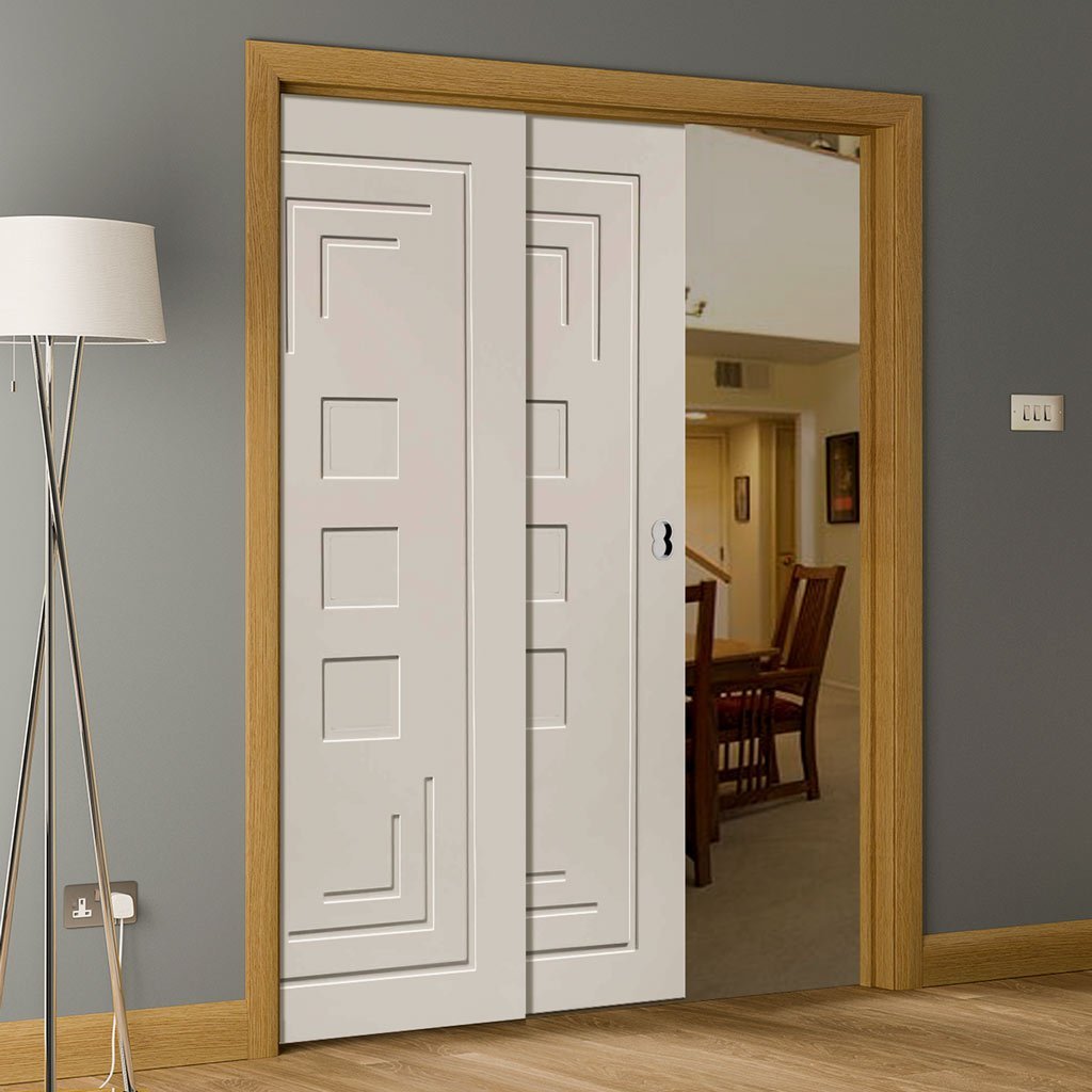 Altino Staffetta Twin Telescopic Pocket Doors - Primed