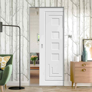 Image: Bespoke Altino Flush Single Frameless Pocket Door - White Primed