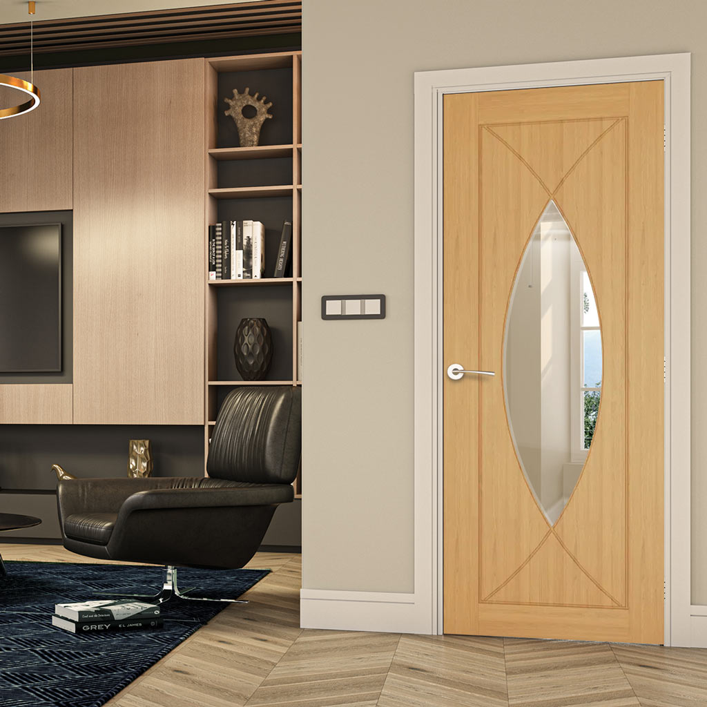 Bespoke Amalfi Oak Internal Door - Clear Glass - Prefinished