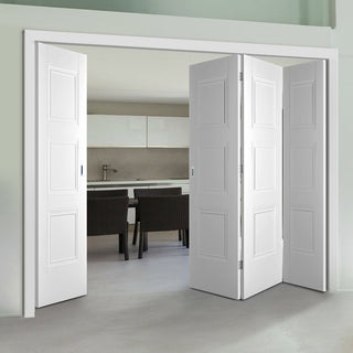 Image: Four Folding Doors & Frame Kit - Amsterdam 3 Panel 3+1 - White Primed