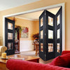 Four Folding Doors & Frame Kit - Amsterdam Black Primed 3+1 - Clear Glass - Unfinished