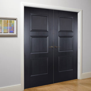 Image: Amsterdam 3 Panel Black Primed Door Pair