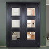 Amsterdam Black Primed Door Pair - Clear Glass