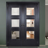 Amsterdam Black Primed Door Pair - Clear Glass