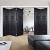 Five Folding Doors & Frame Kit - Amsterdam 3 Panel Black Primed 3+2 - Unfinished