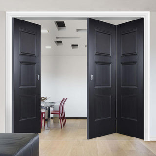 Image: Three Folding Doors & Frame Kit - Amsterdam 3 Panel Black Primed 2+1 - Unfinished