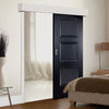 Single Sliding Door & Wall Track - Amsterdam 3 Panel Black Primed Door - Unfinished