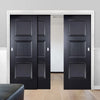 Three Sliding Doors and Frame Kit - Amsterdam 3 Panel Black Primed Door - Unfinished