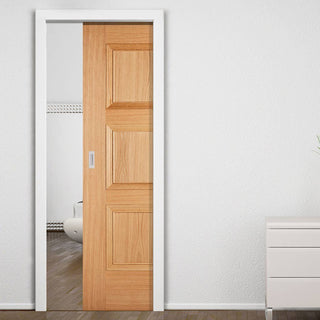 Image: Amsterdam 3 Panel Oak Single Evokit Pocket Door - Prefinished
