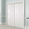 Two Sliding Wardrobe Doors & Frame Kit - Amsterdam 3 Panel Door - White Primed