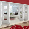 Six Folding Doors & Frame Kit - Amsterdam 3 Panel 3+3 - Clear Glass - White Primed