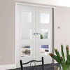 Amsterdam 3 Panel Door Pair - Clear Glass - White Primed