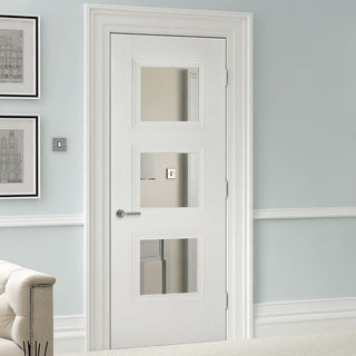 Image: amsterdam 3p white primed door clear safety glass