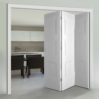 Image: Three Folding Doors & Frame Kit - Amsterdam 3 Panel 3+0 - White Primed