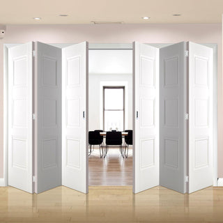 Image: Six Folding Doors & Frame Kit - Amsterdam 3 Panel 3+3 - White Primed