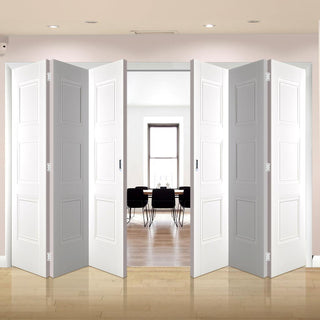 Image: Six Folding Doors & Frame Kit - Amsterdam 3 Panel 3+3 - White Primed