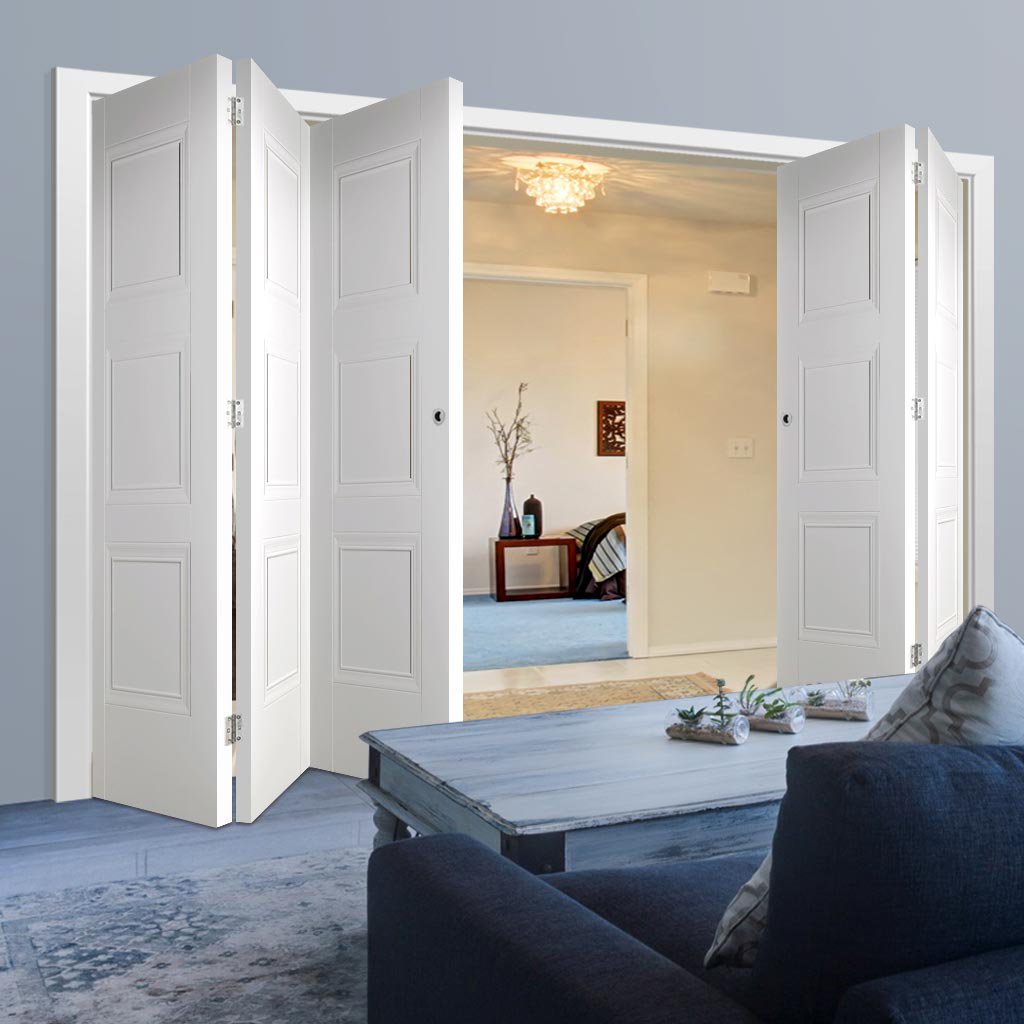 Five Folding Doors & Frame Kit - Amsterdam 3 Panel 3+2 - White Primed