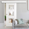 Single Sliding Door & Wall Track - Amsterdam 3 Panel Door - Clear Glass - White Primed