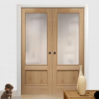 Image: Bespoke Andria Oak 1L Glazed Door Pair