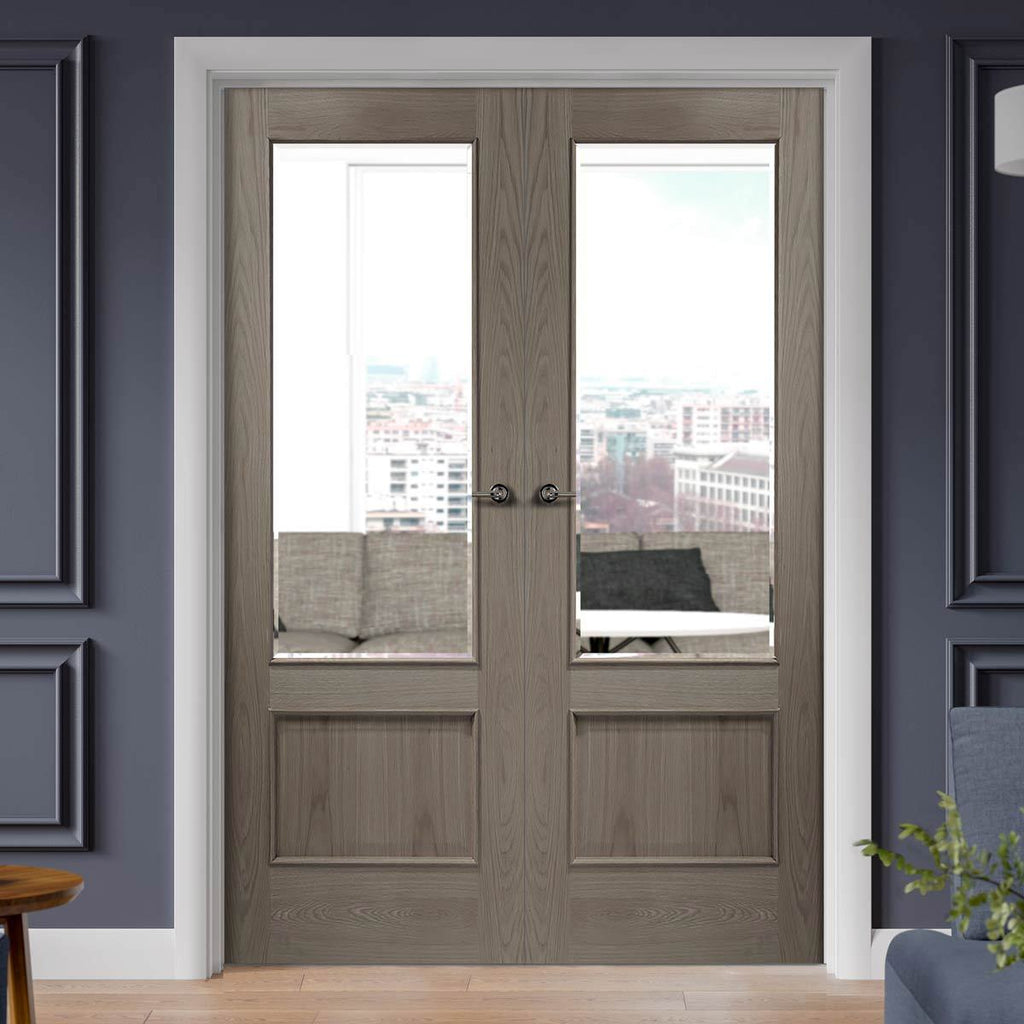 Prefinished Bespoke Andria Oak 1L Glazed Door Pair - Choose Your Colour