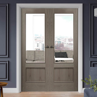 Image: Prefinished Bespoke Andria Oak 1L Glazed Door Pair - Choose Your Colour