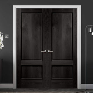 Image: Prefinished Bespoke Andria Oak Door Pair - Raised Mouldings - Choose Your Colour