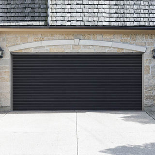 Image: Gliderol Electric Insulated Roller Garage Door from 4291 to 4710mm Wide - Laminated Woodgrain Anthracite