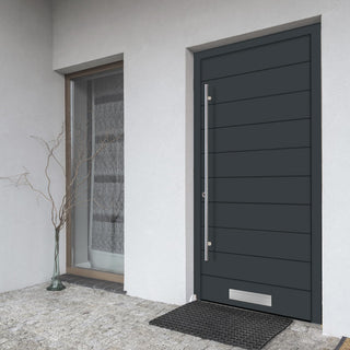 Image: External ThruSafe Aluminium Front Door - 1651 CNC Grooves Solid - 7 Colour Options