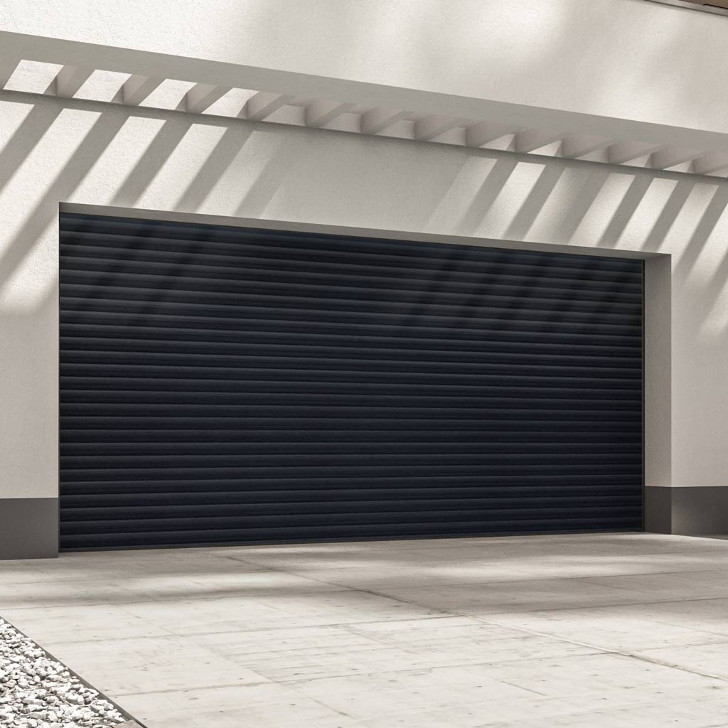 Gliderol Electric Insulated Roller Garage Door from 3360 to 4290mm Wide - Laminated Woodgrain Anthracite