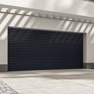 Image: Gliderol Electric Insulated Roller Garage Door from 3360 to 4290mm Wide - Laminated Woodgrain Anthracite