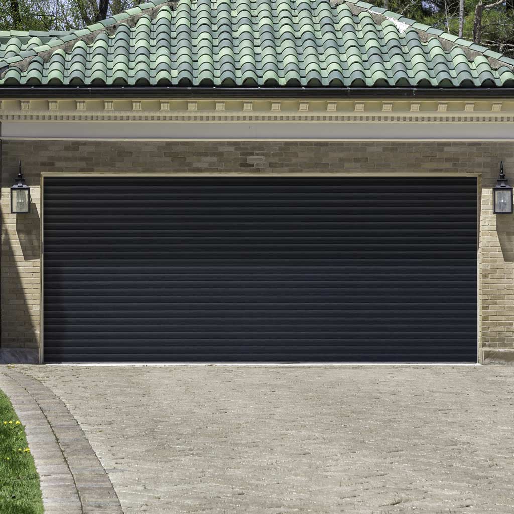 Gliderol Electric Insulated Roller Garage Door from 3360 to 4290mm Wide - Laminated Woodgrain Black