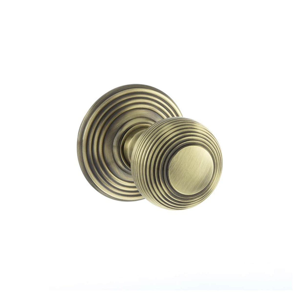 Ripon Reeded Old English Mortice Knob - Antique Brass