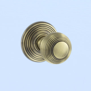 Image: Ripon Reeded Old English Mortice Knob - Antique Brass