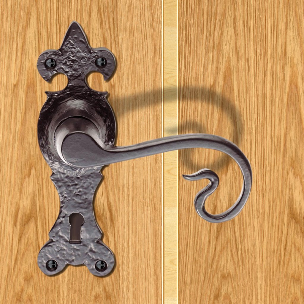Antique Black Ludlow LF5116 Curly Tail Lever Lock Door Handles - Size 170x52mm