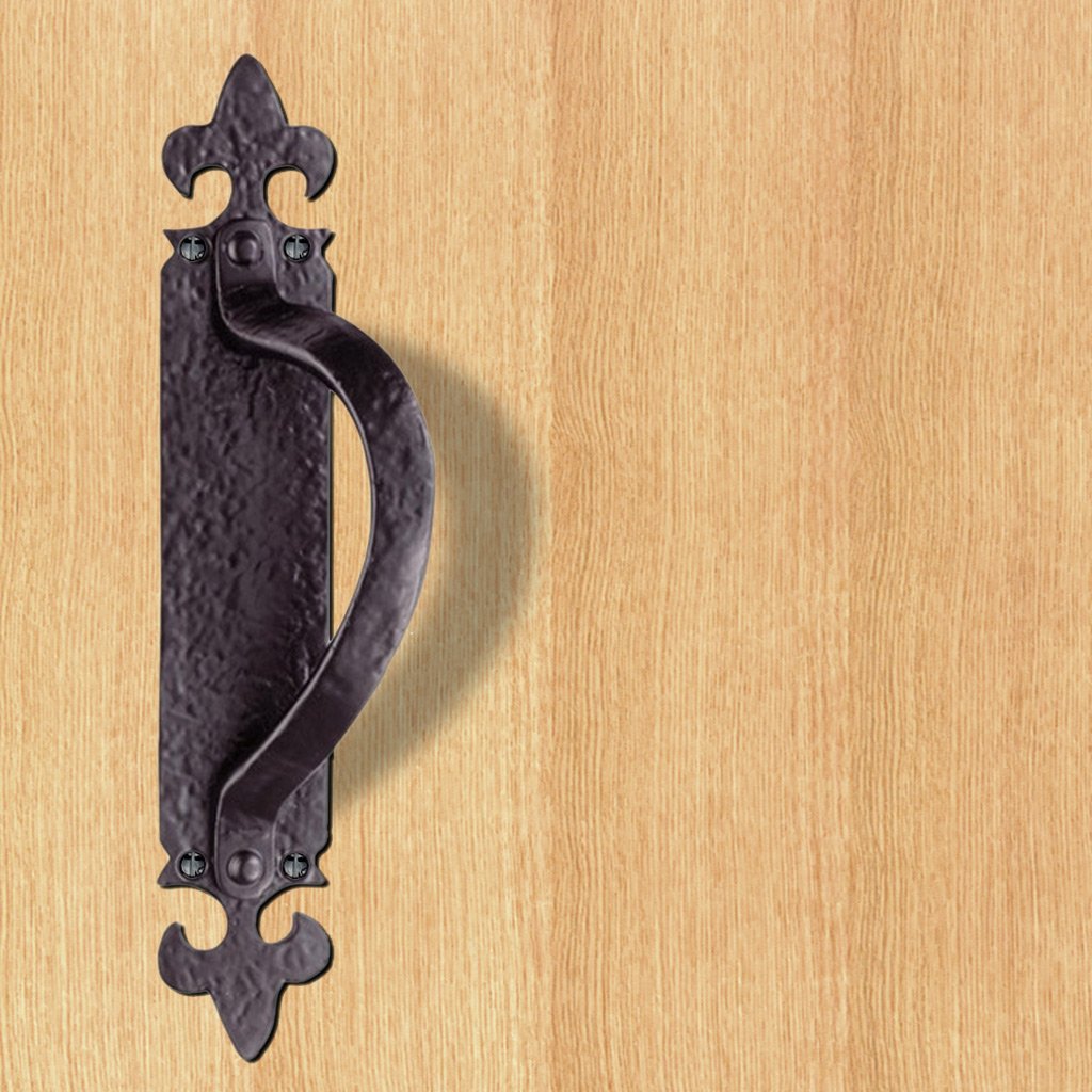 Antique Black Ludlow Left or Right Handed: LF5260 Antique Offset Pull Handle on Backplate - 2 Sizes