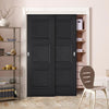 Two Sliding Maximal Wardrobe Doors & Frame Kit - Antwerp 3 Panel Black Primed Door