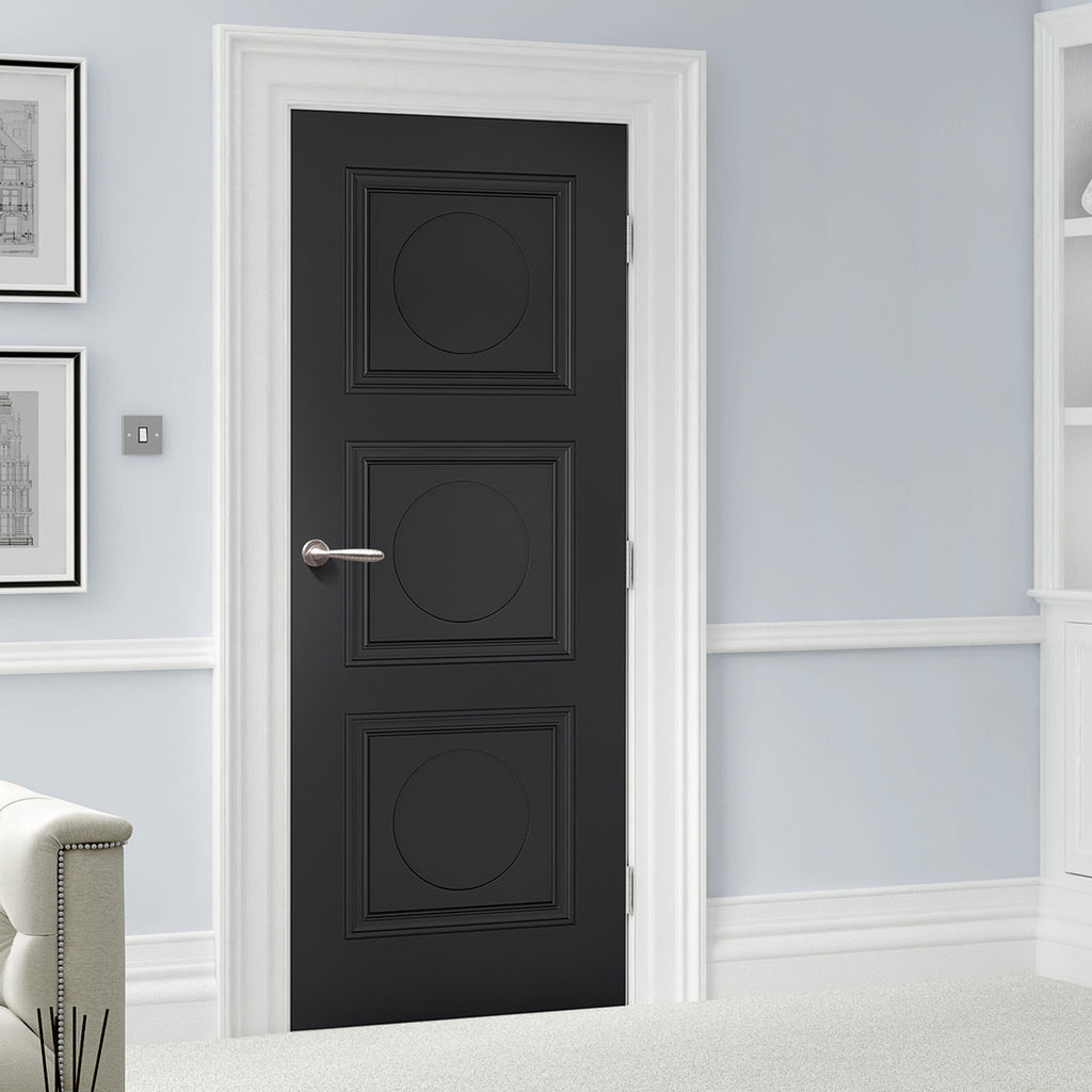 Antwerp 3 Panel Black Primed Internal Door - 1/2 Hour Fire Rated