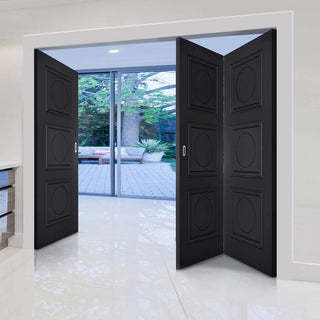 Image: Three Folding Doors & Frame Kit - Antwerp 3 Panel 2+1 - Black Primed
