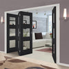 Four Folding Doors & Frame Kit - Antwerp 3 Pane Black Primed 3+1 - Clear Glass