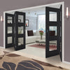 Five Folding Doors & Frame Kit - Antwerp 3 Pane Black Primed 3+2 - Clear Glass