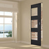 Antwerp 3 Pane Black Primed Absolute Evokit Single Pocket Door - Clear Glass