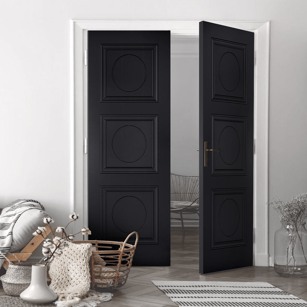 Antwerp 3 Panel Black Primed Internal Door Pair