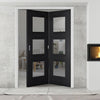 Two Folding Doors & Frame Kit - Antwerp 3 Pane Black Primed 2+0 - Clear Glass
