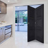 Two Folding Doors & Frame Kit - Antwerp 3 Panel 2+0 - Black Primed