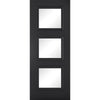 ThruEasi Room Divider - Antwerp 3 Pane Black Primed Clear Glass Unfinished Double Doors with Single Side