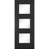 ThruEasi Room Divider - Antwerp 3 Pane Black Primed Clear Glass Unfinished Double Doors with Double Sides