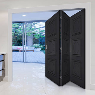 Image: Three Folding Doors & Frame Kit - Antwerp 3 Panel 3+0 - Black Primed