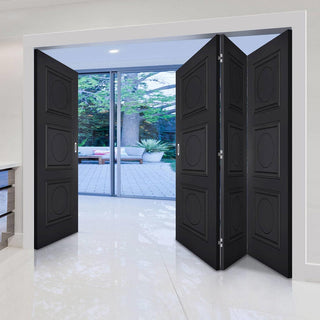 Image: Five Folding Doors & Frame Kit - Antwerp 3 Panel 3+2 - Black Primed